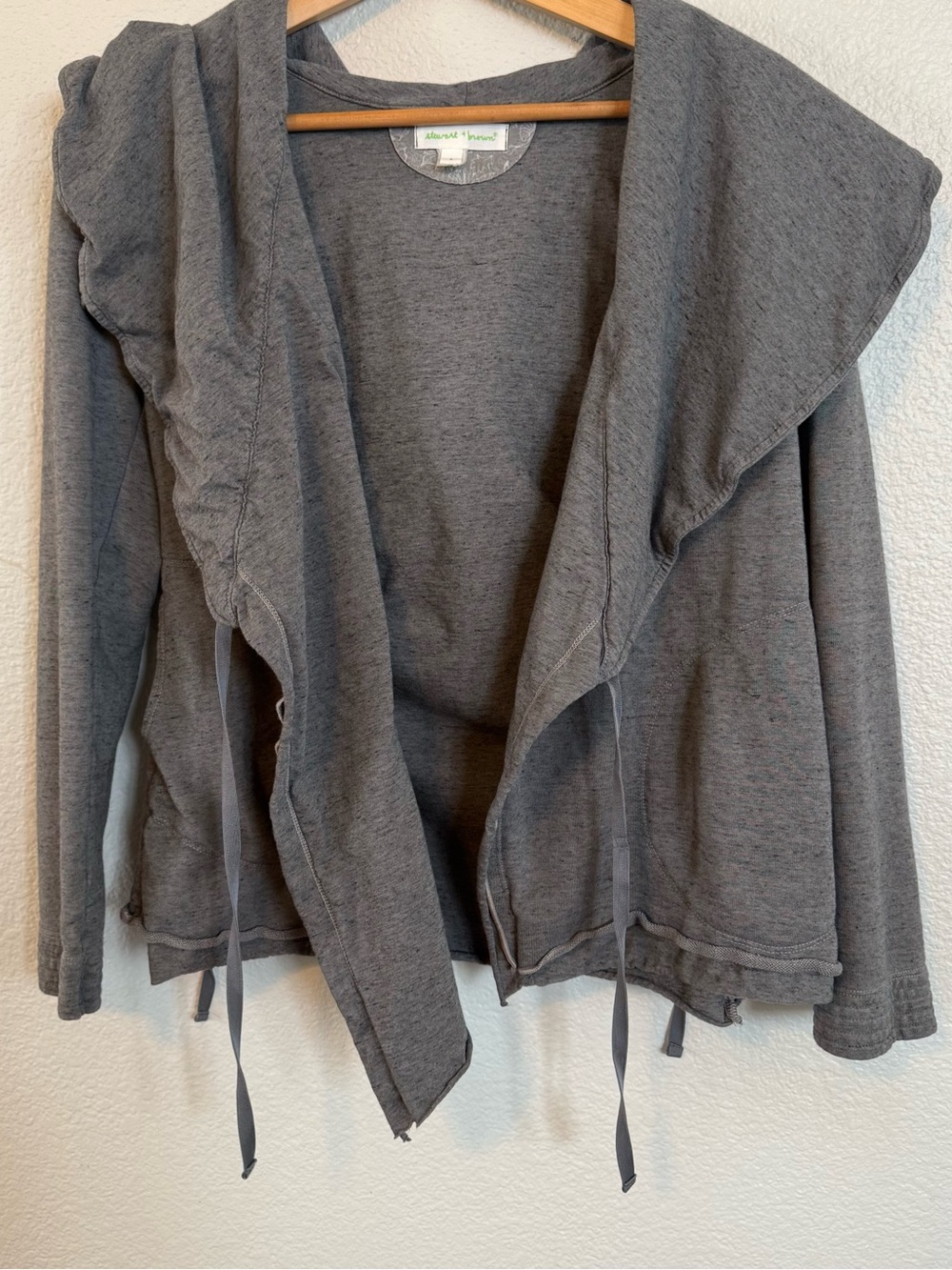 Stewart + Brown Heather Gray Open Front Hoodie Cardigan
